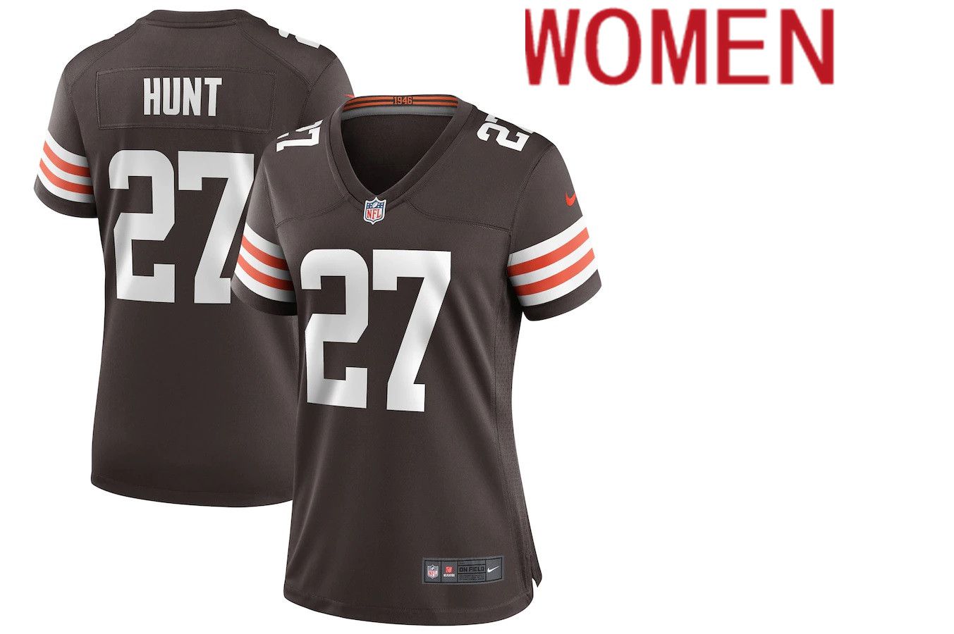 Women Cleveland Browns 27 Kareem Hunt Nike Brown Player Game NFL Jersey